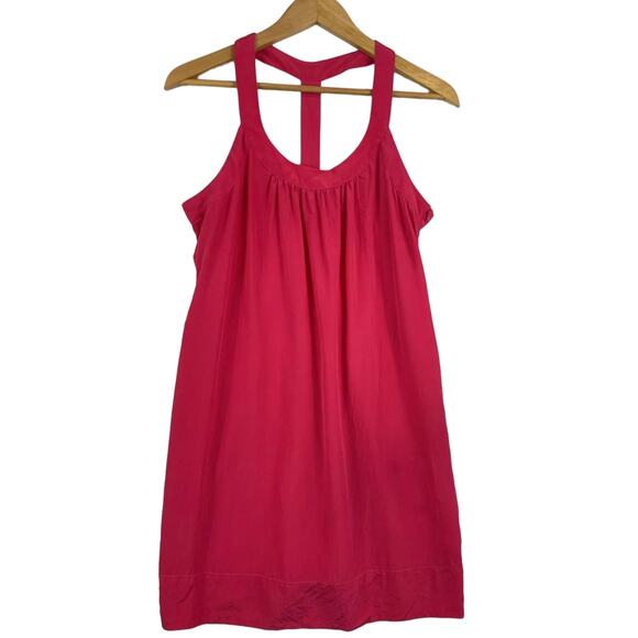 Banana Republic Y2K Pink 100% Silk Lightweight T-Strap Dress Size Medium - Picture 8 of 16